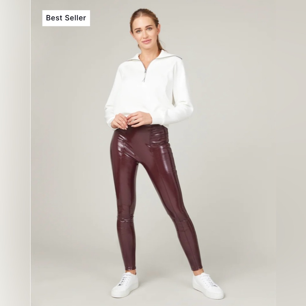 NWT Spanx Faux Patent Leather Leggings- Ruby